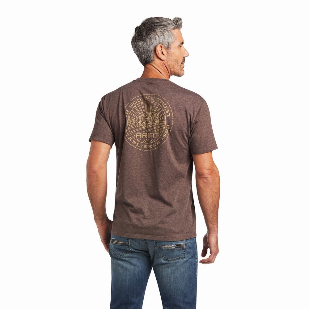 Brown Ariat SOD Men's Polo Shirts | GHFD63280