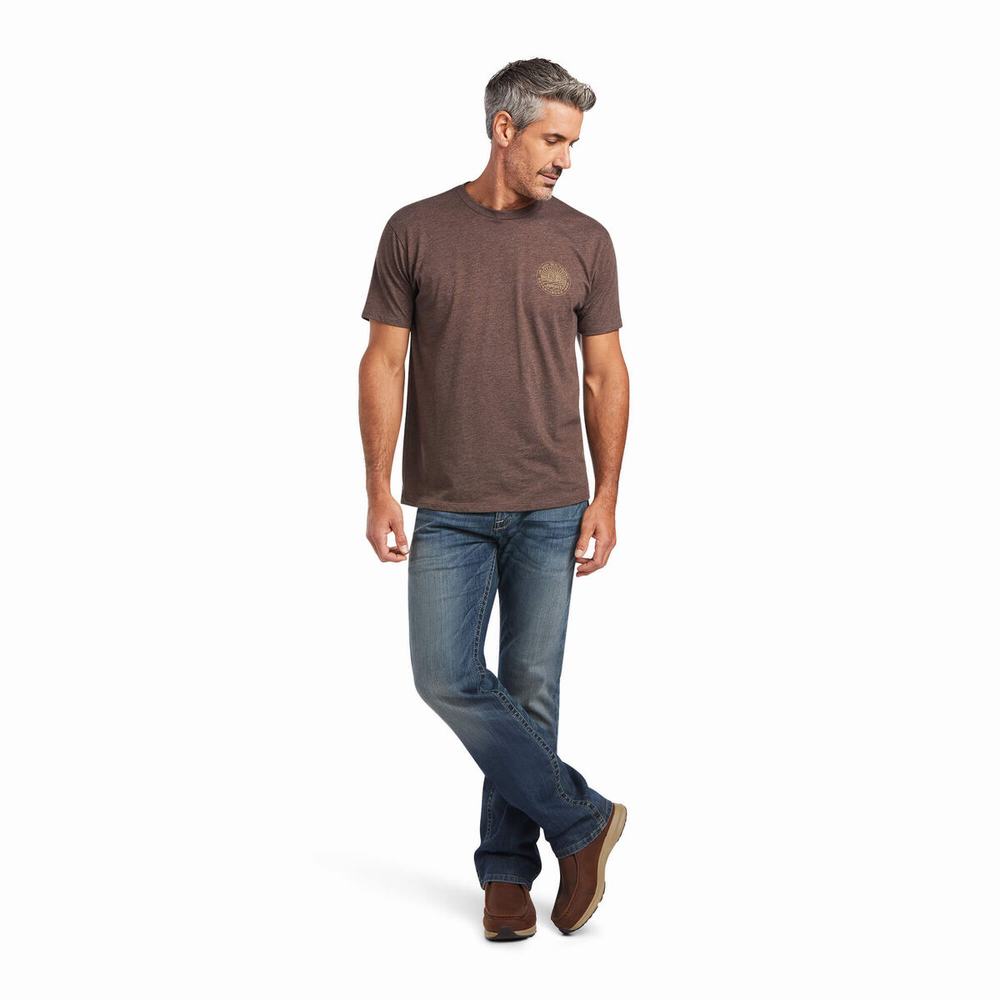 Brown Ariat SOD Men's Polo Shirts | GHFD63280