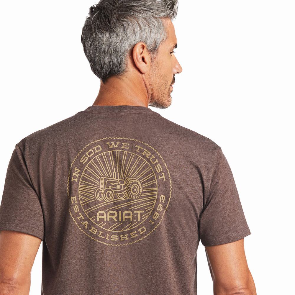 Brown Ariat SOD Men's Polo Shirts | GHFD63280