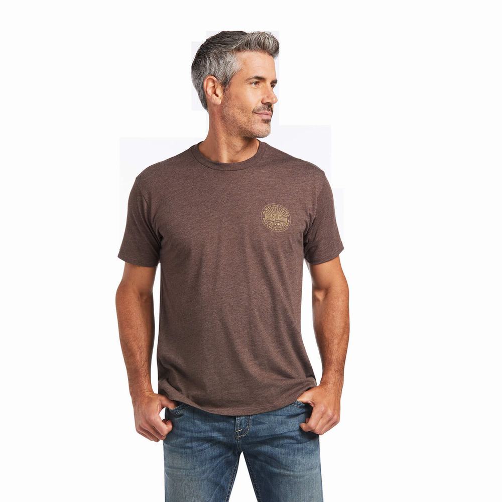 Brown Ariat SOD Men\'s Polo Shirts | GHFD63280