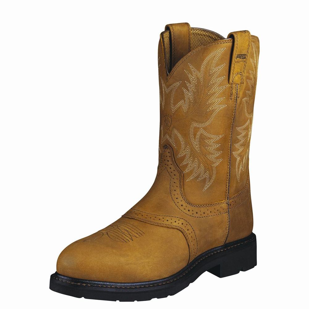 Brown Ariat Sierra Saddle Steel Toe Men's Work Boots | NZRG12670