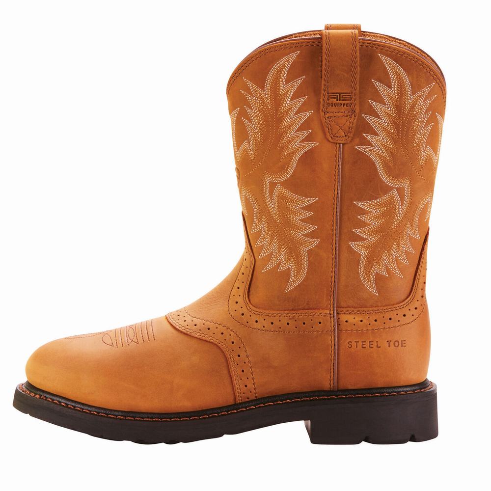 Brown Ariat Sierra Saddle Steel Toe Men's Work Boots | NZRG12670