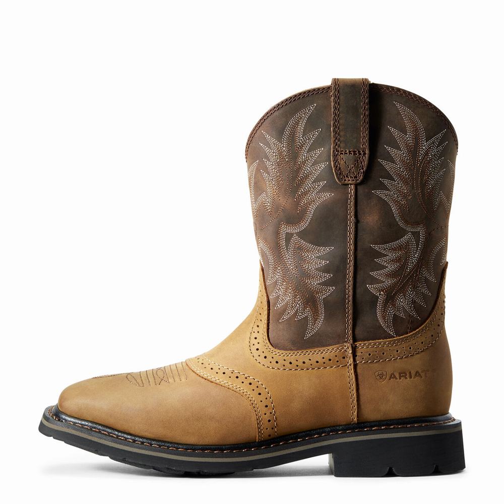 Brown Ariat Sierra Wide Square Toe Men's Work Boots | RHCG48910