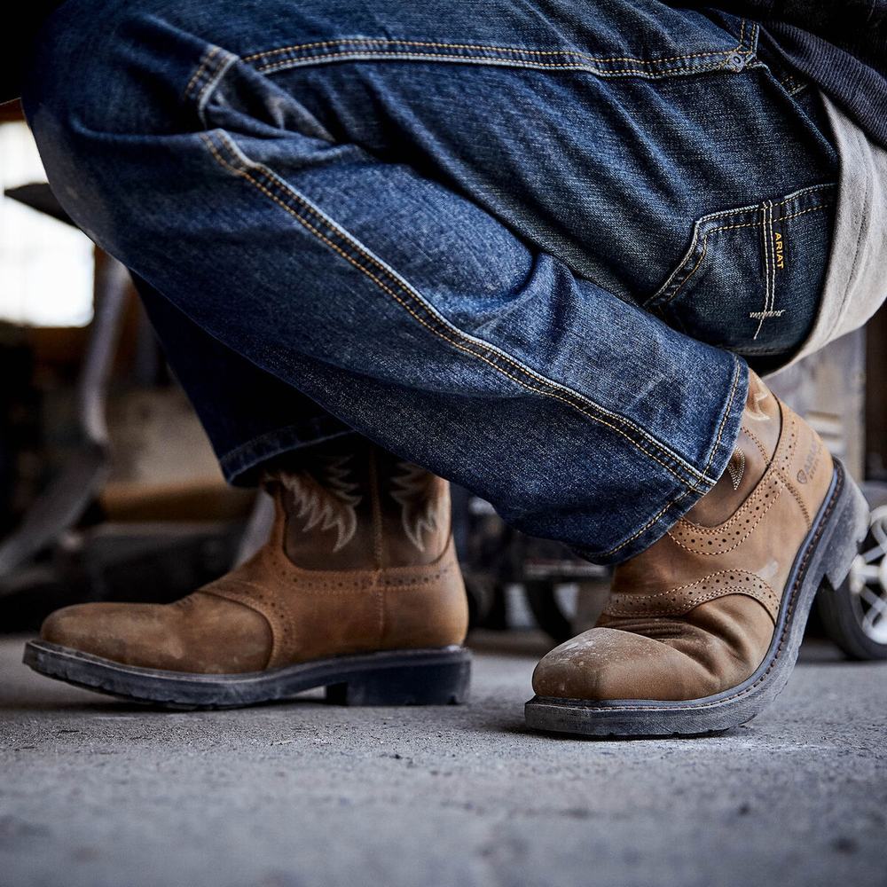 Brown Ariat Sierra Wide Square Toe Steel Toe Men's Work Boots | RTSH95762