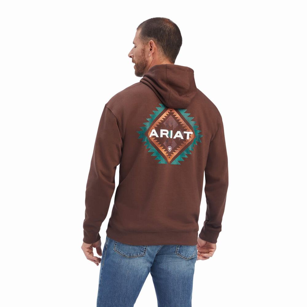 Brown Ariat Southwest Leather Men's Hoodies | ZXBM26059