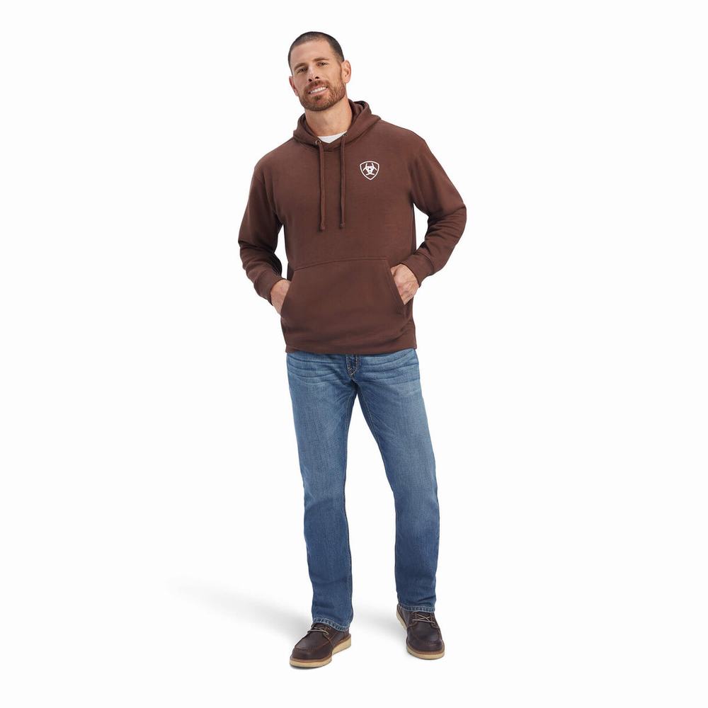 Brown Ariat Southwest Leather Men's Hoodies | ZXBM26059