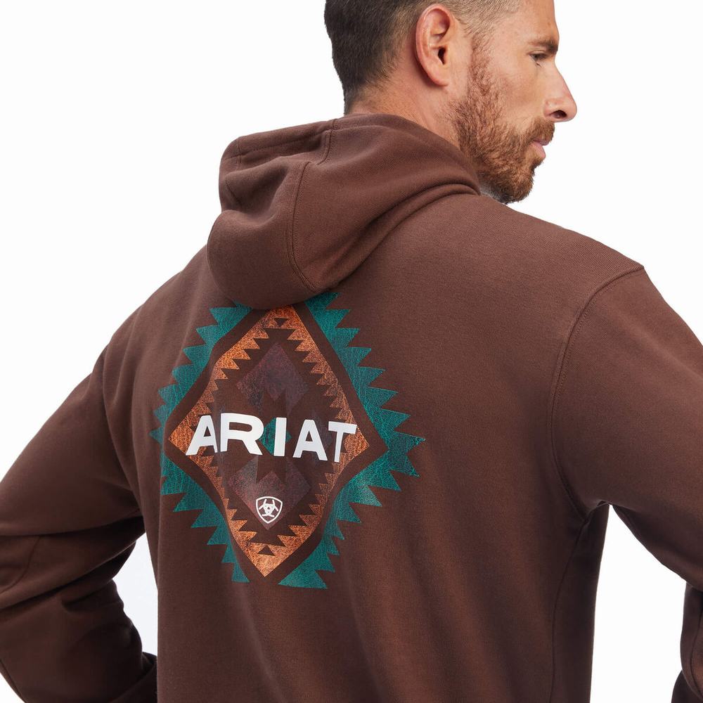 Brown Ariat Southwest Leather Men's Hoodies | ZXBM26059