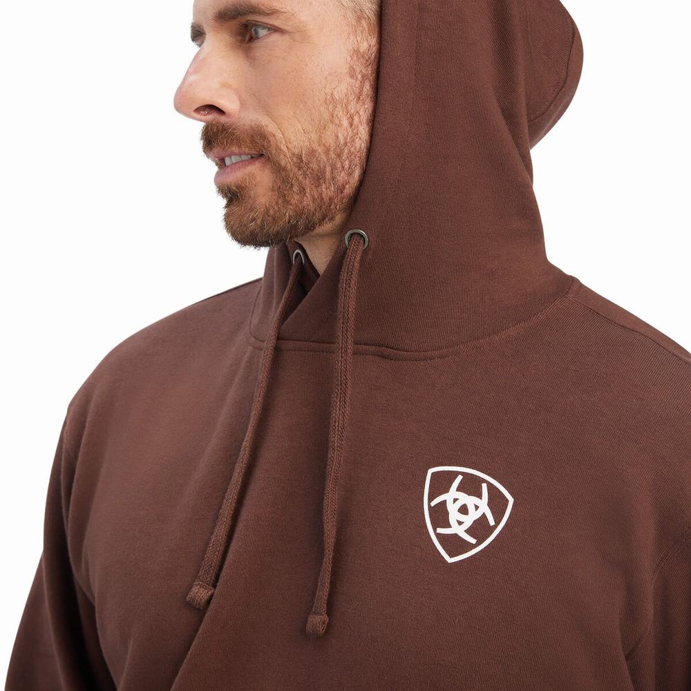 Brown Ariat Southwest Leather Men's Hoodies | ZXBM26059