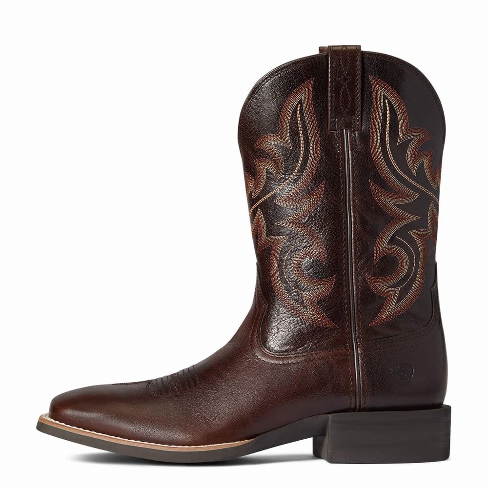 Brown Ariat Sport Cow Country Men's Western Boots | USWB03628