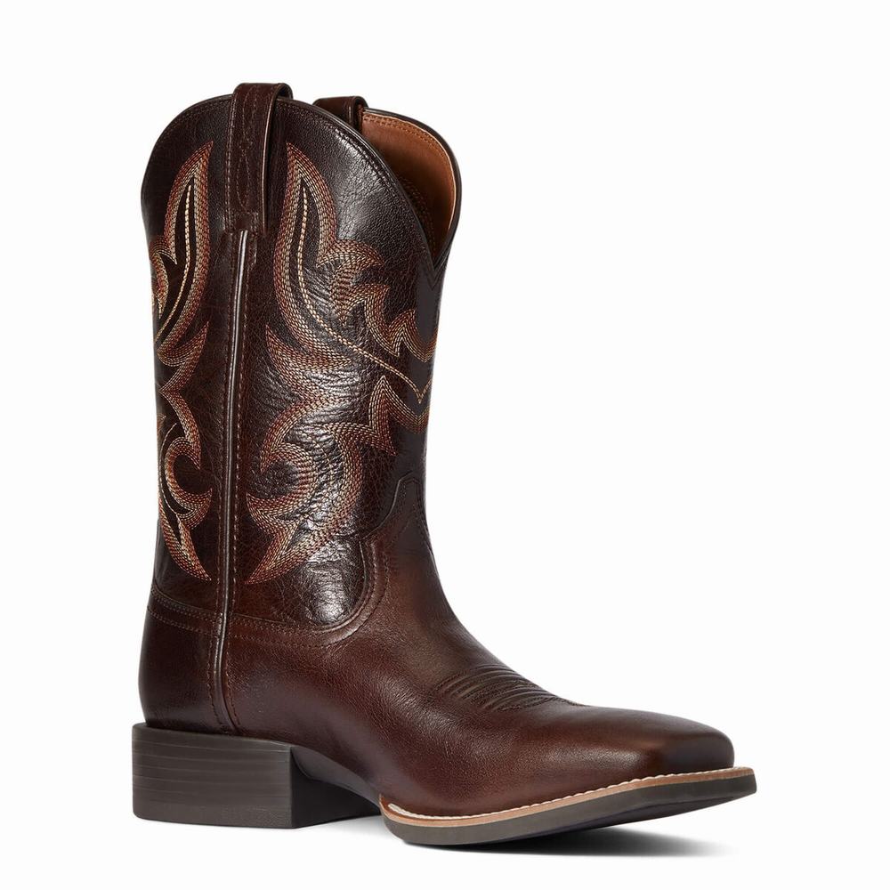 Brown Ariat Sport Cow Country Men's Western Boots | USWB03628