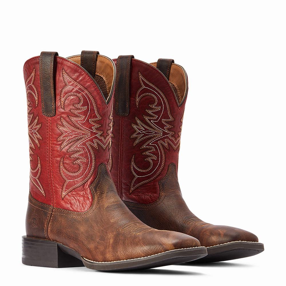 Brown Ariat Sport Pardner Men's Western Boots | RKBC40728