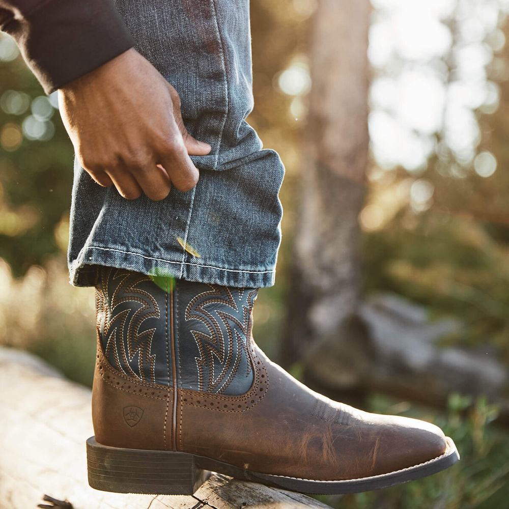 Brown Ariat Sport Sidebet Men's Western Boots | IZXO52913