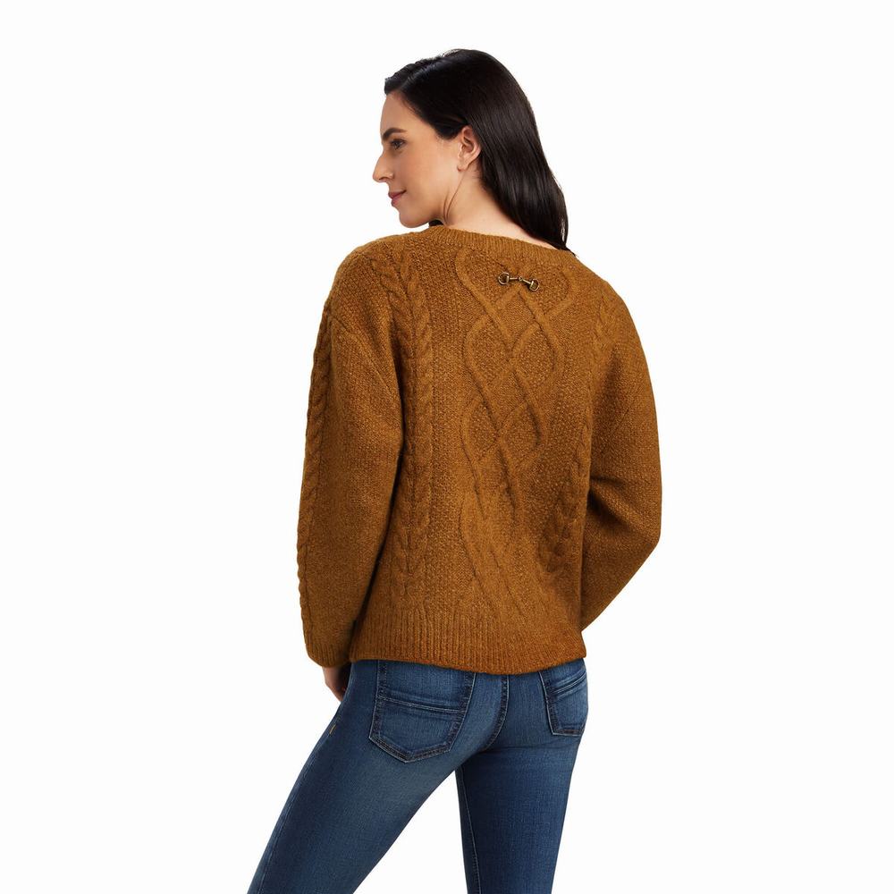 Brown Ariat Winter Quarter Women's Sweaters | KVUJ46982