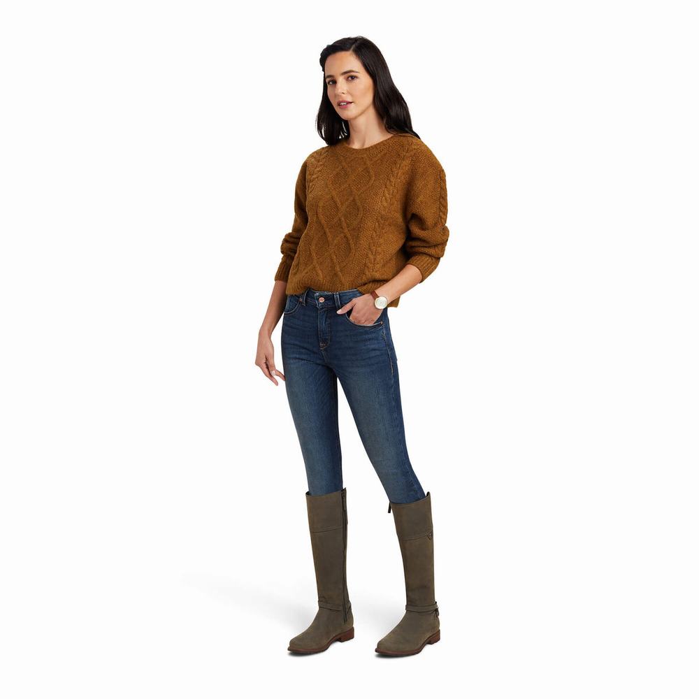 Brown Ariat Winter Quarter Women's Sweaters | KVUJ46982