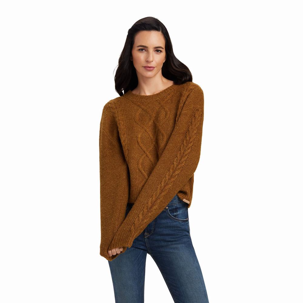 Brown Ariat Winter Quarter Women\'s Sweaters | KVUJ46982