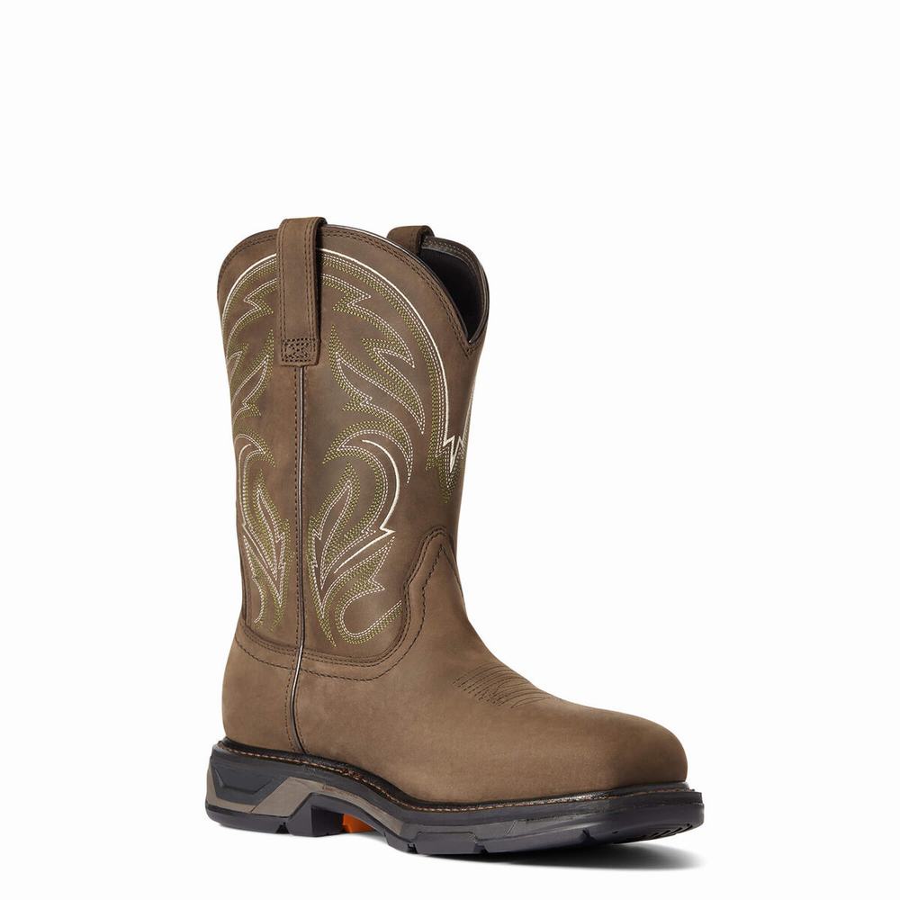 Brown Ariat WorkHog XT Cottonwood Carbon Toe Men's Work Boots | KOPM24657