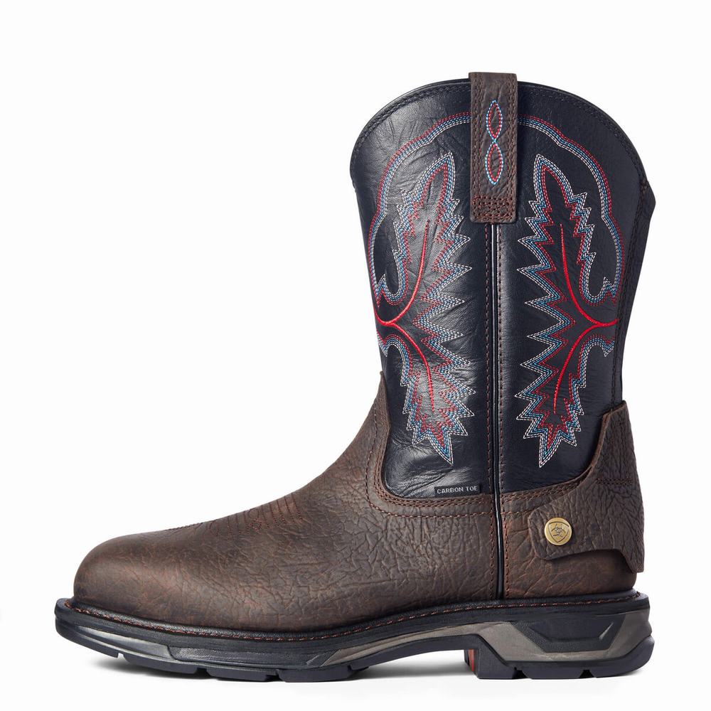 Brown Ariat WorkHog XT EZ Zip Carbon Toe Men's Work Boots | LBJF56328