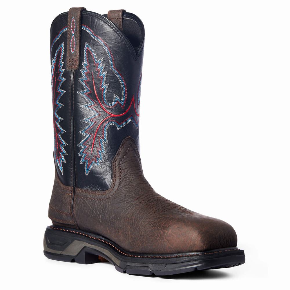 Brown Ariat WorkHog XT EZ Zip Carbon Toe Men's Work Boots | LBJF56328