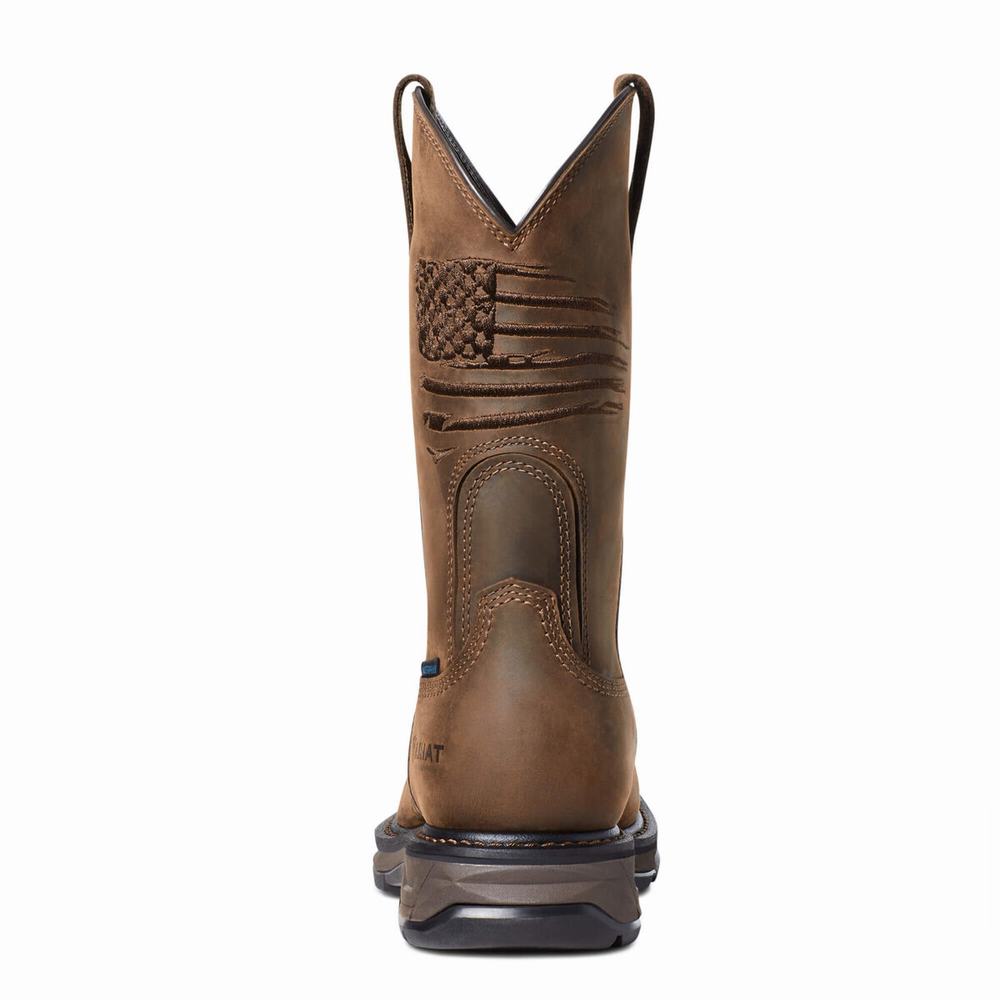 Brown Ariat WorkHog XT Patriot Waterproof Carbon Toe Men's Waterproof Boots | HRTM24563