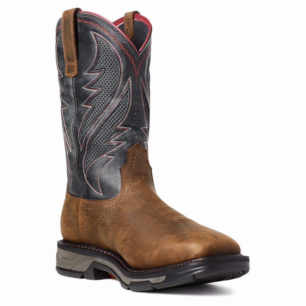 Brown Ariat WorkHog XT VentTEK Waterproof Men's Waterproof Boots | SQNP73052