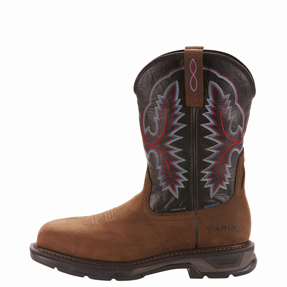 Brown Ariat WorkHog XT Waterproof Carbon Toe Men's Waterproof Boots | GPQD83607