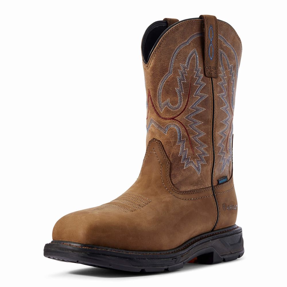 Brown Ariat WorkHog XT Waterproof Men\'s Waterproof Boots | XBPJ83719