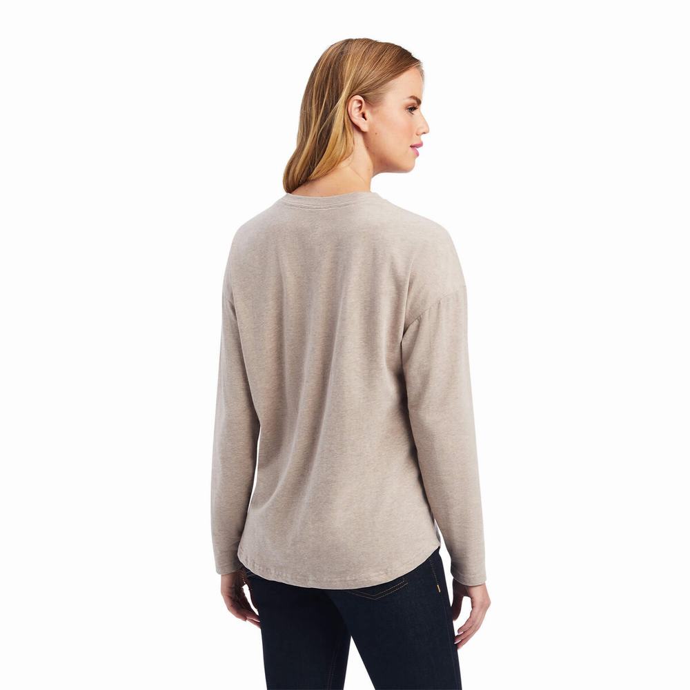 Brown Beige Ariat Saloon Women's Tops | OEGU63057