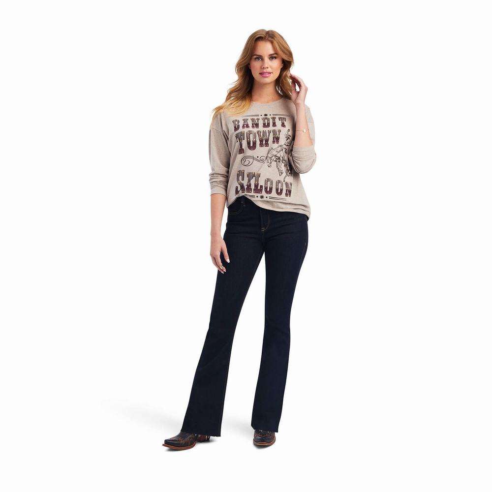 Brown Beige Ariat Saloon Women's Tops | OEGU63057