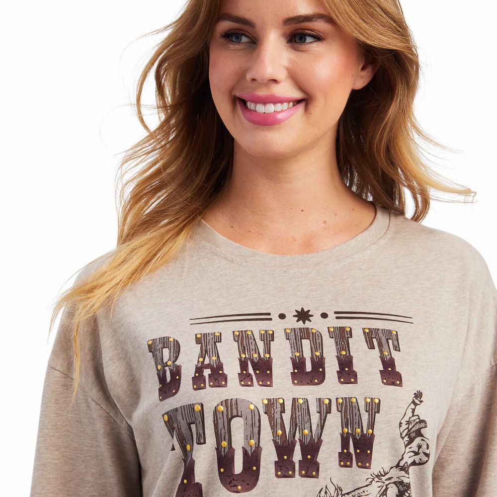 Brown Beige Ariat Saloon Women's Tops | OEGU63057