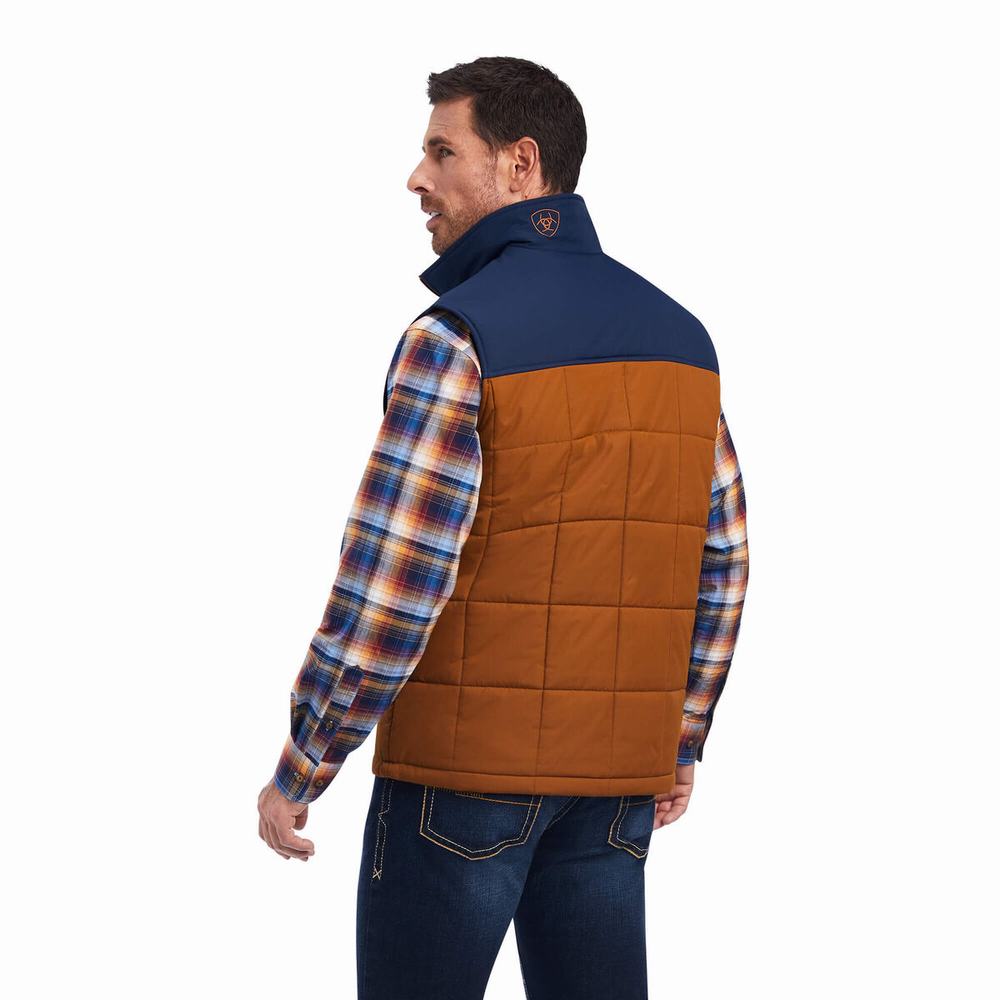 Brown Navy Ariat Crius Insulated Men's Jackets | OPWX48613