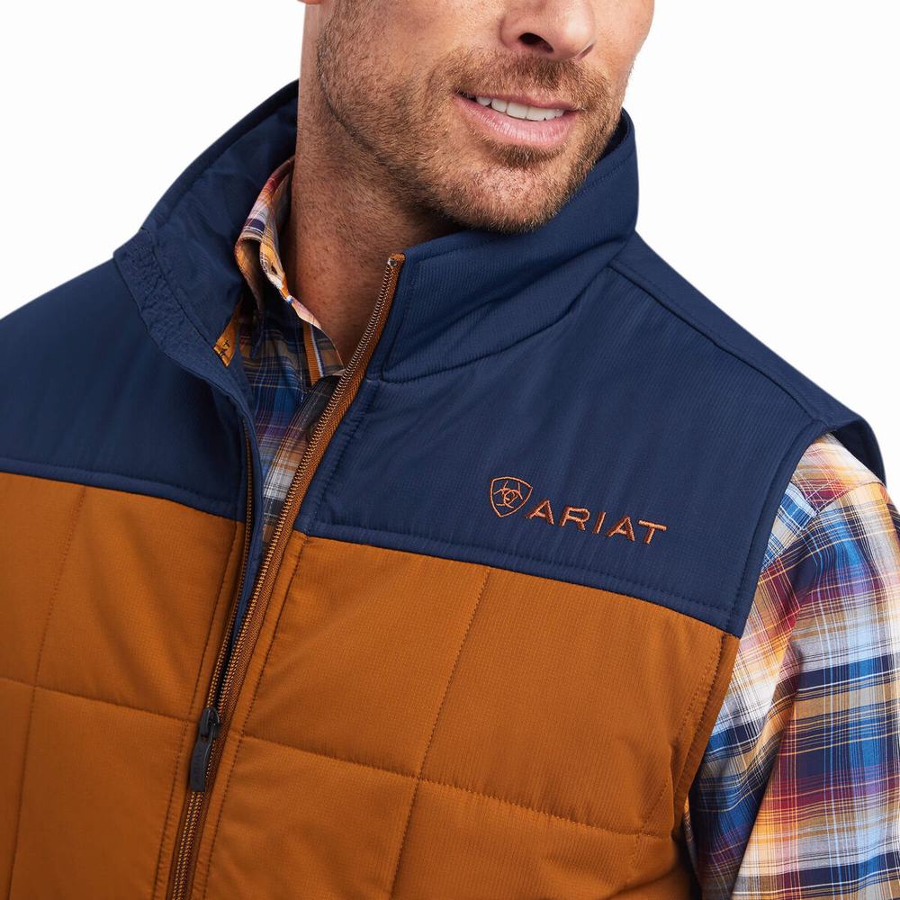 Brown Navy Ariat Crius Insulated Men's Jackets | OPWX48613