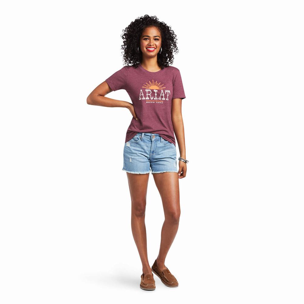 Burgundy Ariat Amarillo Women's Tops | HYGV81743