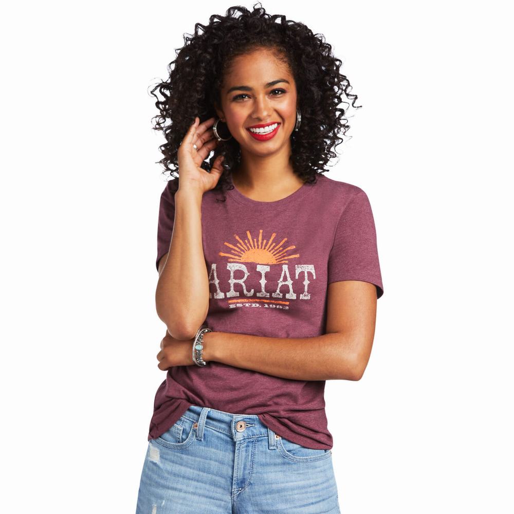 Burgundy Ariat Amarillo Women's Tops | HYGV81743