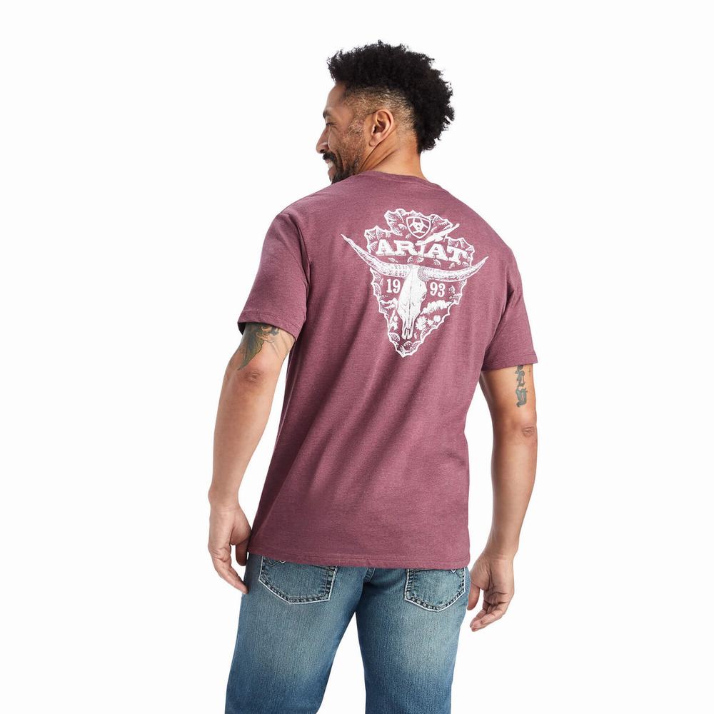 Burgundy Ariat Arrowhead 2.0 Men's Polo Shirts | FEDC59216