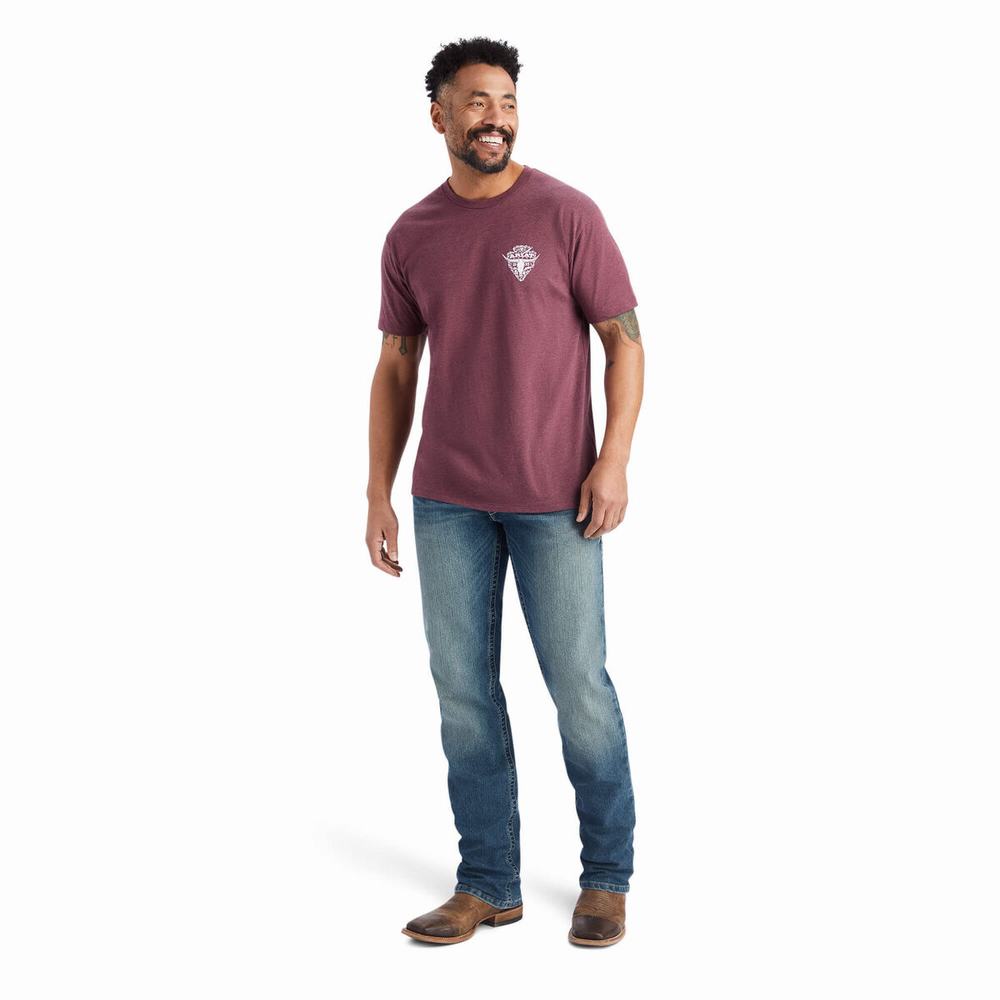 Burgundy Ariat Arrowhead 2.0 Men's Polo Shirts | FEDC59216