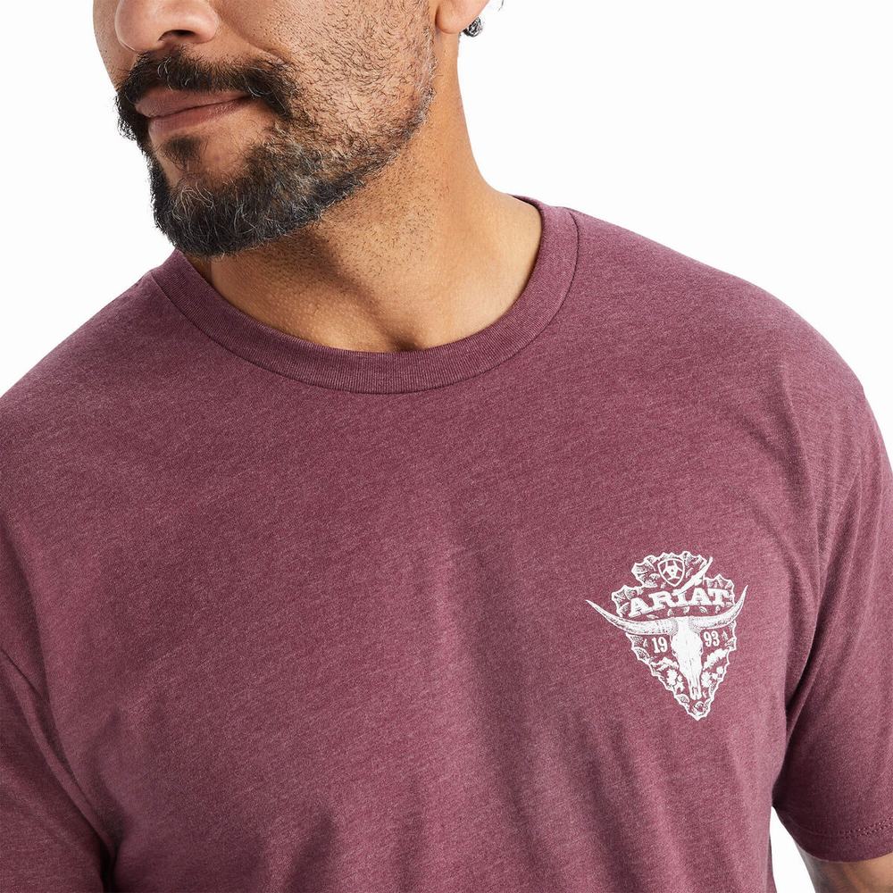 Burgundy Ariat Arrowhead 2.0 Men's Polo Shirts | FEDC59216