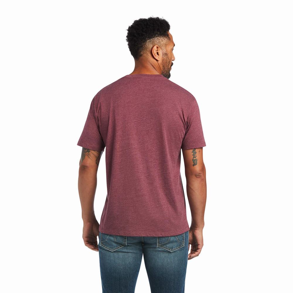 Burgundy Ariat Gradient Men's Polo Shirts | OFEB58736