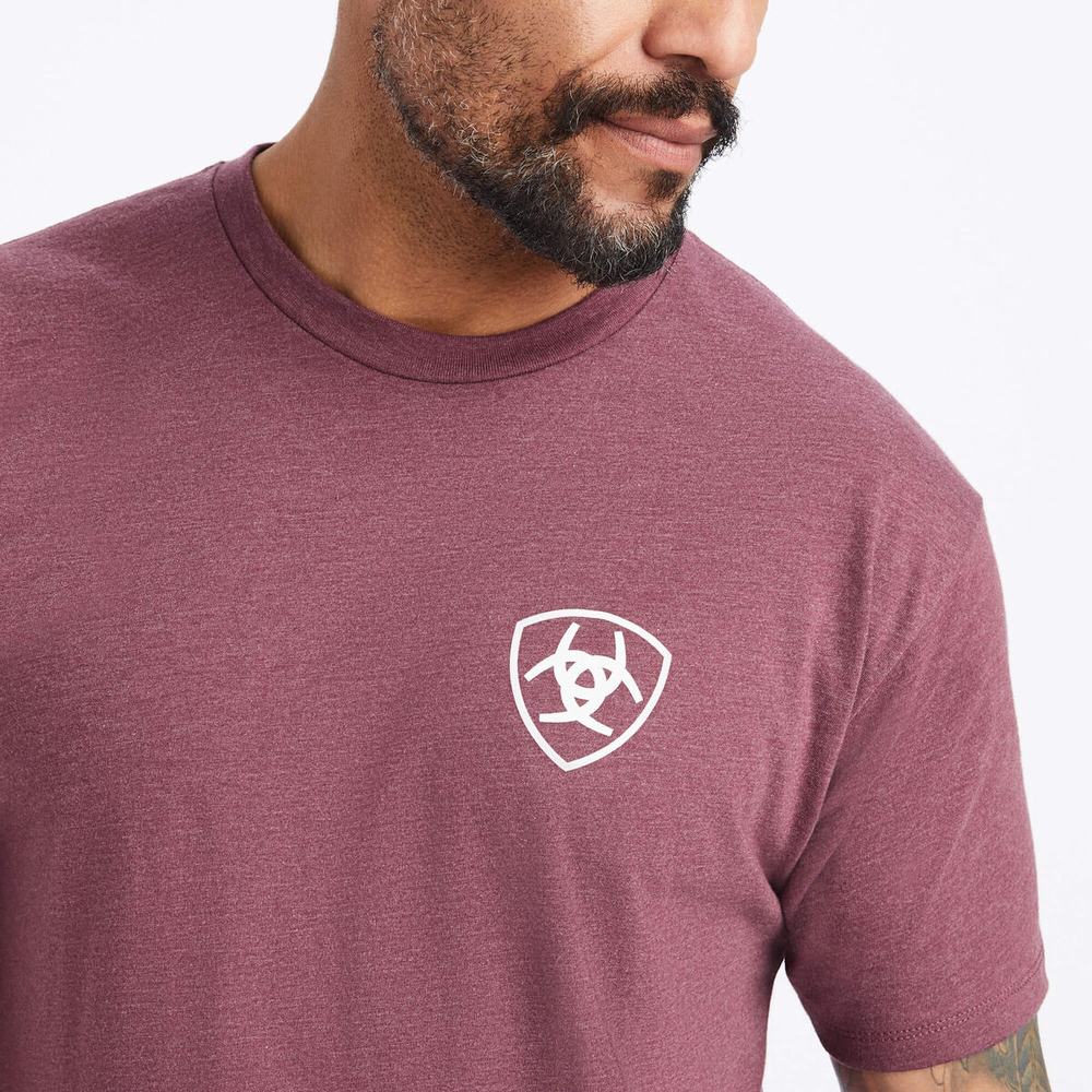 Burgundy Ariat Minimalist Men's Polo Shirts | LKEB48609