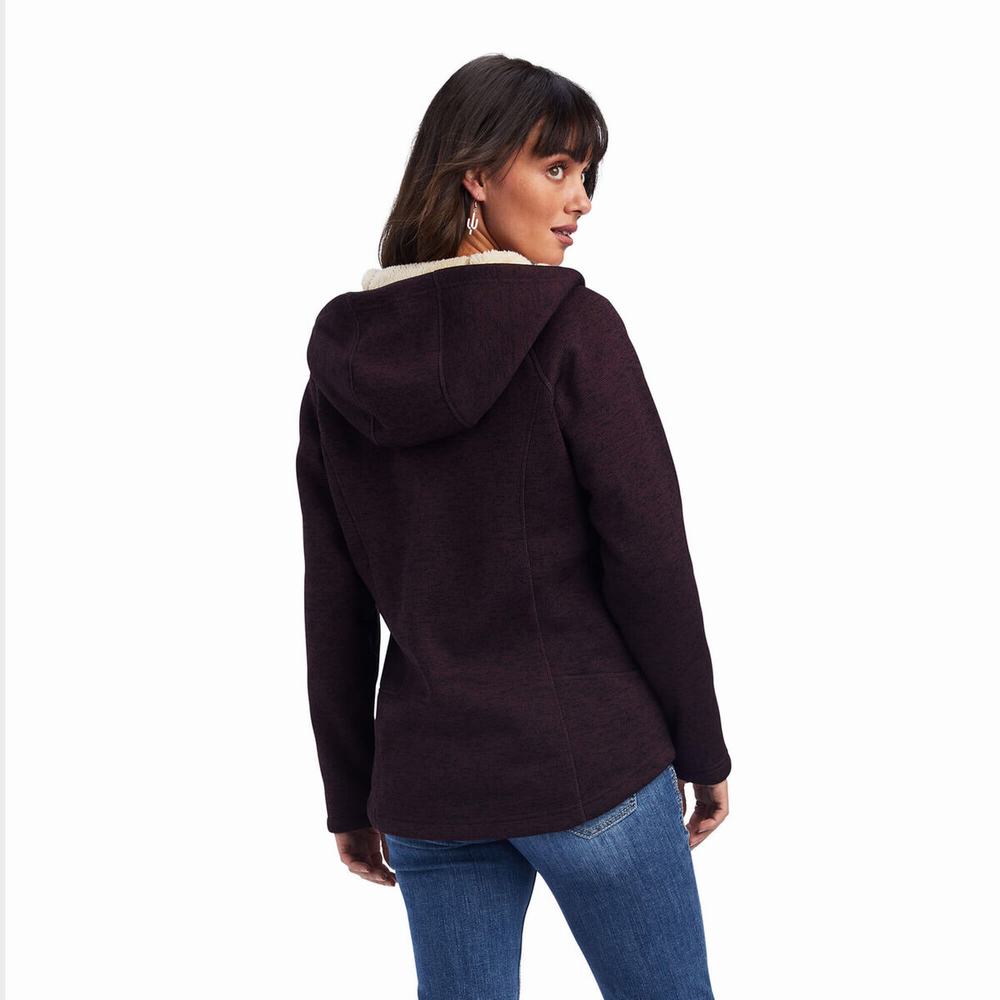 Burgundy Ariat REAL McCall Full Zip Women's Sweaters | HTJP54279