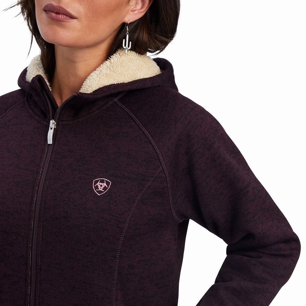 Burgundy Ariat REAL McCall Full Zip Women's Sweaters | HTJP54279