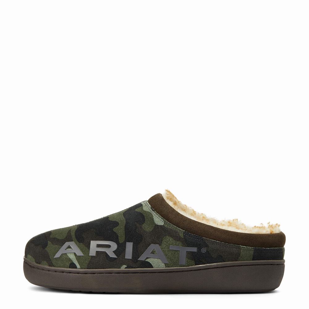 Camo Ariat Logo Back Men's Slippers | VAER07615