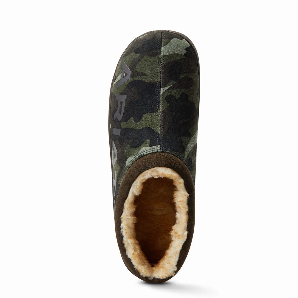 Camo Ariat Logo Back Men's Slippers | VAER07615