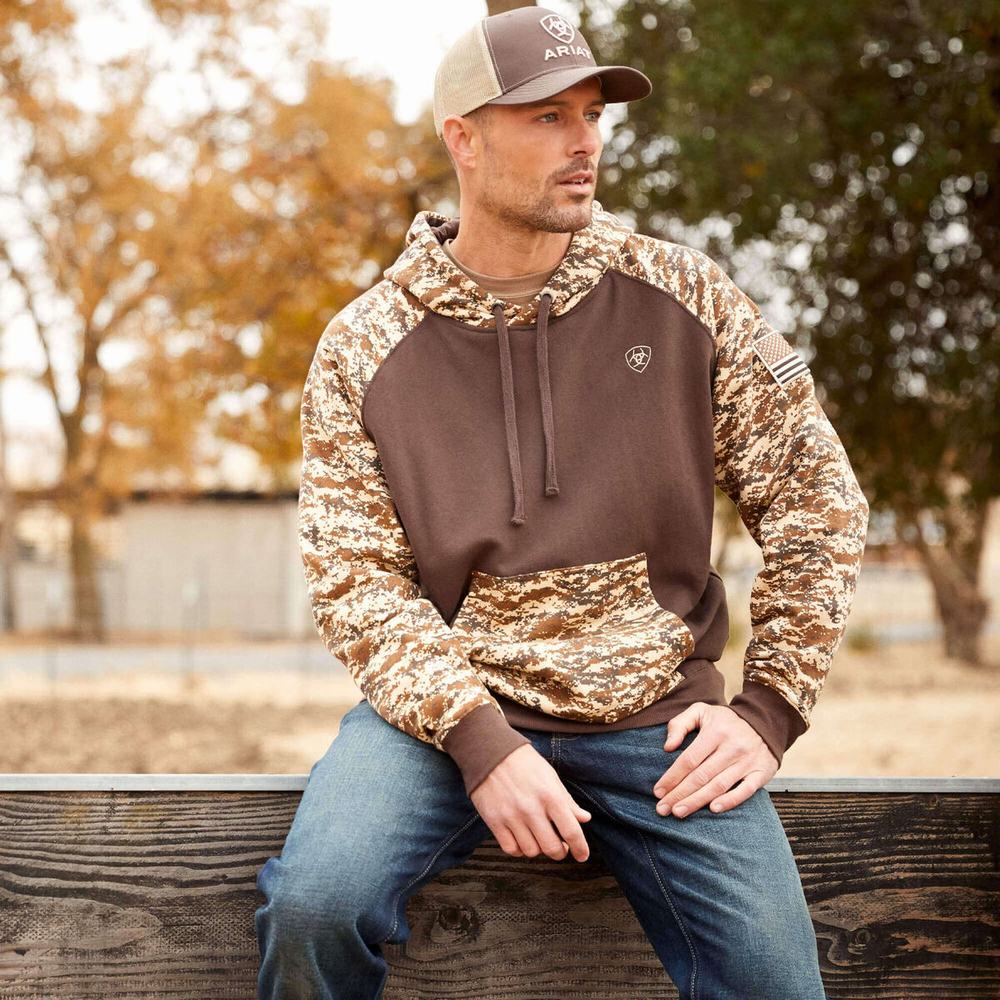 Camo Ariat Patriot Men's Hoodies | PITJ01385