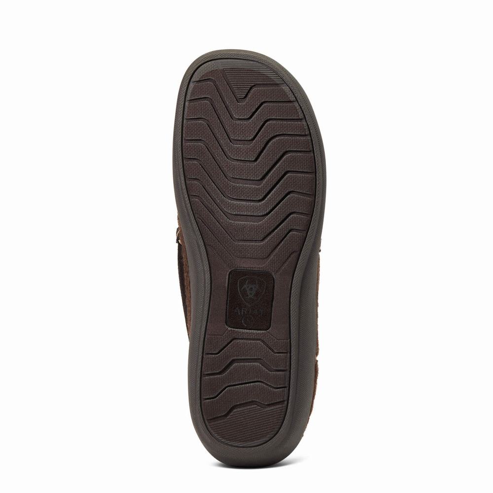 Chocolate Ariat Lost Lake Moccasin Men's Slippers | ETMQ36081