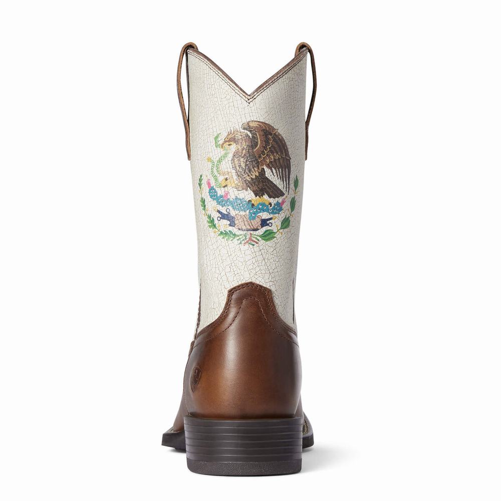 Chocolate Ariat Sport Orgullo Mexicano Men's Western Boots | EBWZ54173