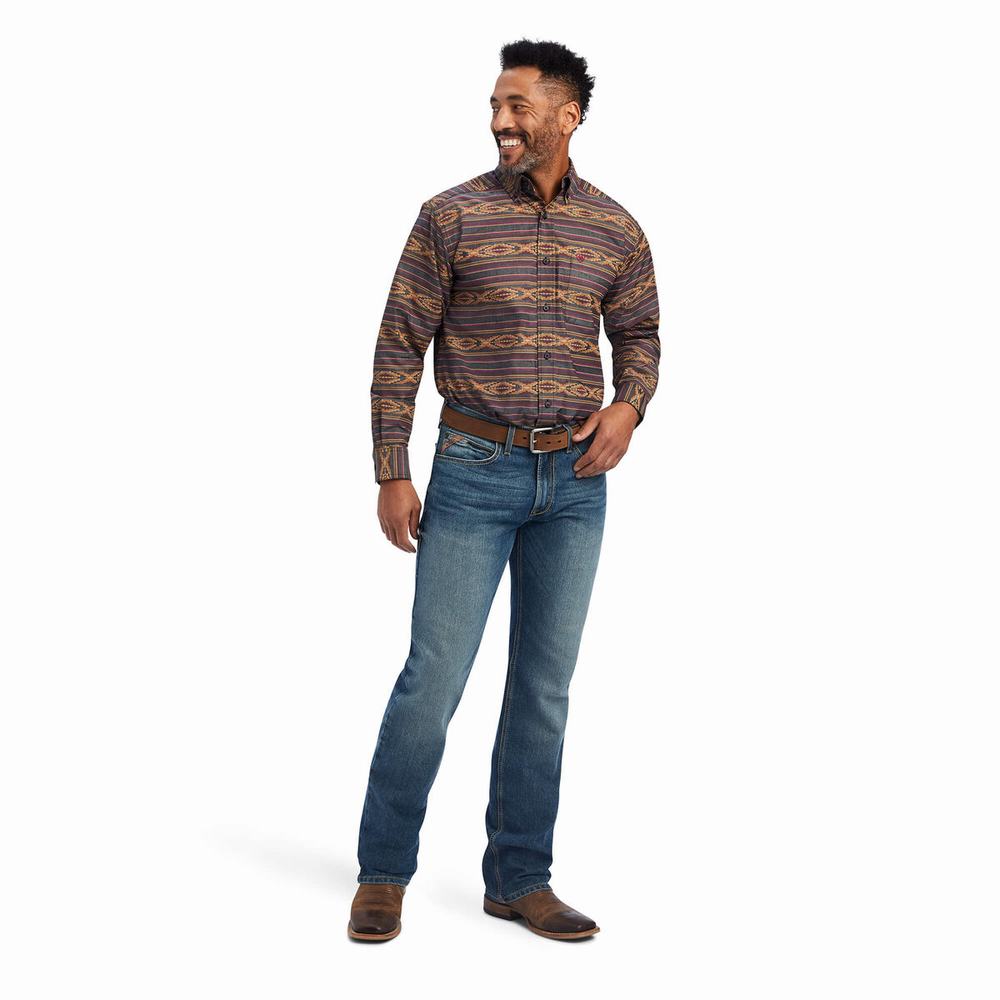 Claret Ariat Fletcher Classic Fit Men's Shirts | IMXW20937