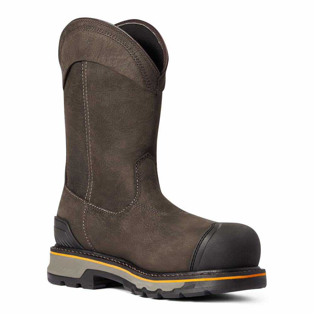 Coffee Ariat Stump Jumper Pull-On Waterproof Composite Toe Men's Waterproof Boots | LWAJ60419