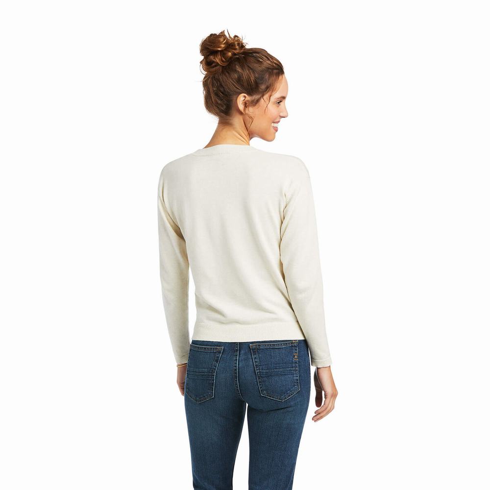 Cream Ariat Floret Women's Sweaters | EVJM58176