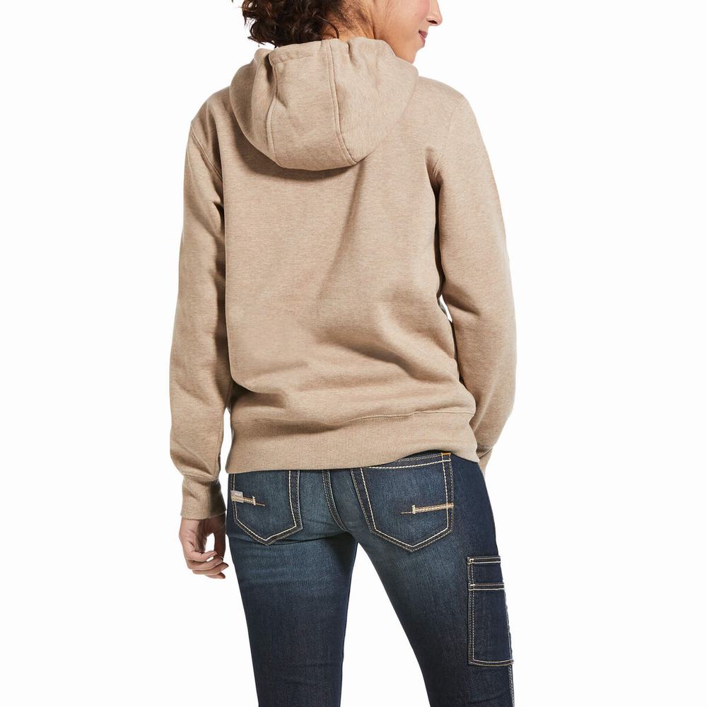 Dark Beige Ariat Rebar Skill Set 1/2 Zip Women's Hoodies | LVRN52890