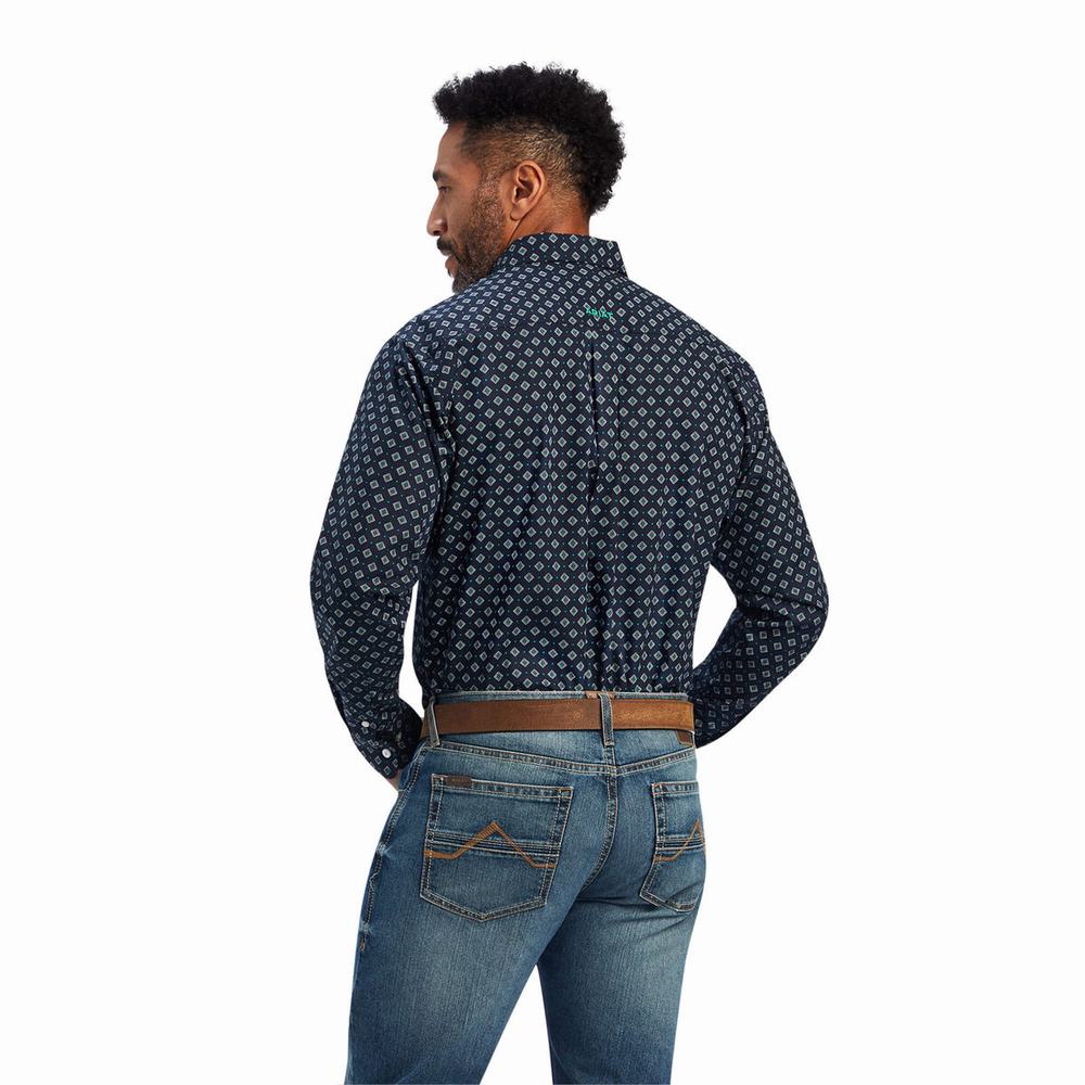 Dark Blue Ariat Beckham Classic Fit Men's Shirts | HXSQ05826